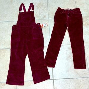 NWT Girls Cat & Jack Corduroy Overalls Pants Jeans Large 10/12